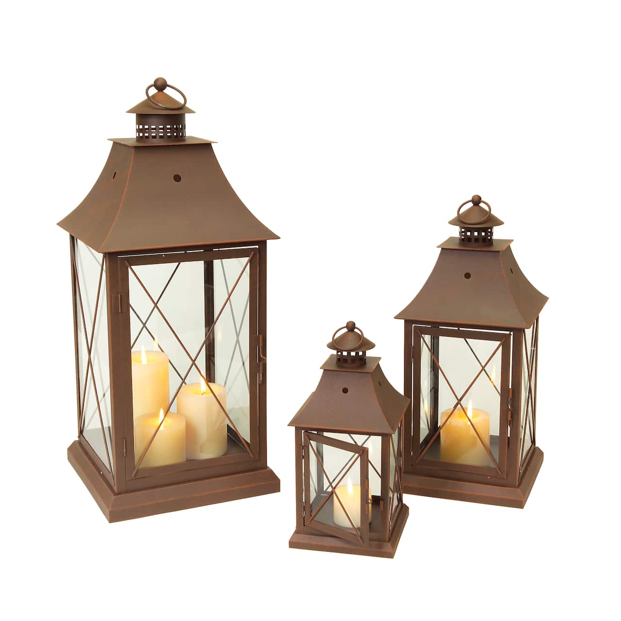 Copper Metal Lantern Set, 11.5", 17" & 24"